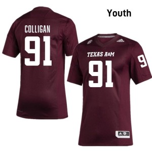 #91 Tommy Colligan Texas A&M Aggies SEC Football NCAA Embroidered Numbers Jersey (Youth, Maroon) 70739399