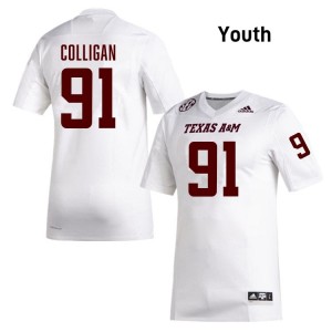 Genuine Tommy Colligan Aggies #91 White Youth High School SEC High-Performance Football Jersey 75798484