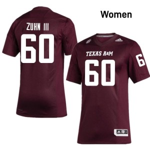 #60 Trey Zuhn III Texas A&M SEC Football University Embroidered Numbers Jersey (Women, Maroon) 53690447