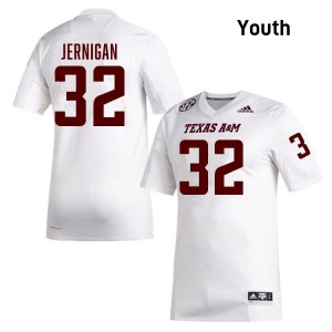 #32 Tristan Jernigan Texas A&M SEC Football College Embroidered Numbers Jersey (Youth, White) 98993761