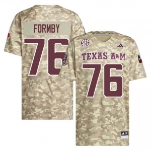 Genuine Trovon Baugh Texas A&M Aggies #76 Beige Men University SEC High-Performance Football Jersey 95163472