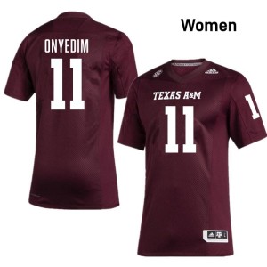 Texas A&M SEC #11 Tyler Onyedim Women University Football Maroon Game Day Sewn Jersey 97740591