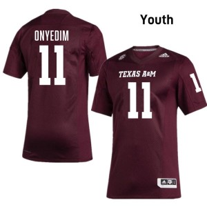 TAMU Maroon #11 Tyler Onyedim Youth Authentic SEC NCAA Pro-Stitched Football Jersey 55756377