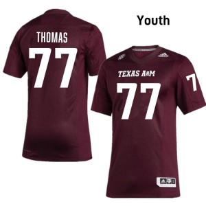 TAMU SEC #77 Tyler Thomas Youth University Football Maroon Game Day Sewn Jersey 36707425