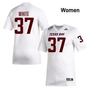 Texas A&M Aggies White #37 Tyler White Women Authentic SEC Player Pro-Stitched Football Jersey 67075908