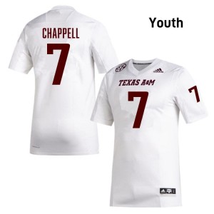 Youth Tyreek Chappell Texas A&M Pride #7 White SEC Sewn University Football Jersey 57097443