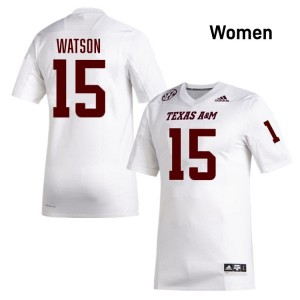 Texas A&M Aggies White #15 Wesley Watson Women Authentic SEC Player Pro-Stitched Football Jersey 41251059