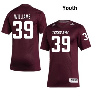Maroon Whitaker Williams #39 TAMU Legacy Edition Football Youth Player Durable-Stitched SEC Jersey 24143072