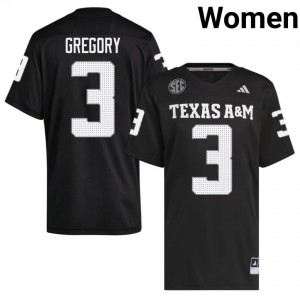 TAMU SEC #3 Aaron Gregory Women College Football Black Game Day Sewn Jersey 68626731