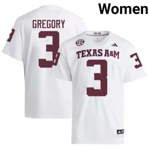 Aaron Gregory Women Licensed #3 Texas A&M SEC White Football NCAA High-Quality Jersey 95655889