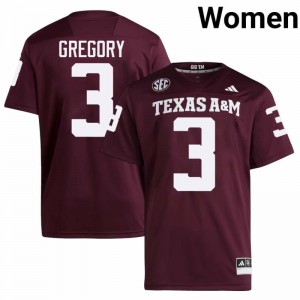 Maroon Aaron Gregory #3 12th Man Legacy Edition Football Women College Durable-Stitched SEC Jersey 28290822