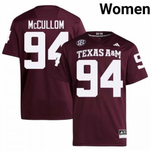 #94 Angelo McCullom Texas A&M SEC Football NCAA Embroidered Numbers Jersey (Women, Maroon) 83249497