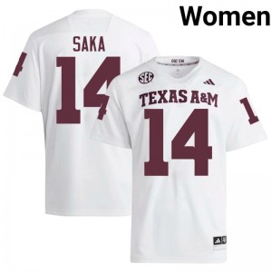 Anto Saka Women Licensed #14 Texas A&M SEC White Football Player High-Quality Jersey 68988991