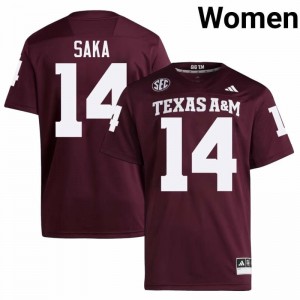 Maroon Anto Saka #14 12th Man Legacy Edition Football Women High School Durable-Stitched SEC Jersey 65405345