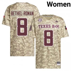 #8 Ashton Bethel-Roman Texas A&M SEC Football College Embroidered Numbers Jersey (Women, Beige) 49595399