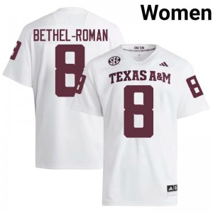 #8 Ashton Bethel-Roman Texas A&M SEC Football University Embroidered Numbers Jersey (Women, White) 60224074