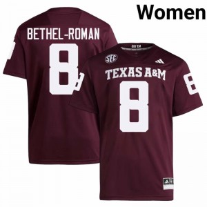 TAMU SEC #8 Ashton Bethel-Roman Women NCAA Football Maroon Game Day Sewn Jersey 40487395