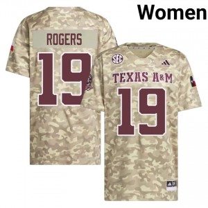 #19 Bravion Rogers Texas A&M SEC Football High School Embroidered Numbers Jersey (Women, Beige) 90103050