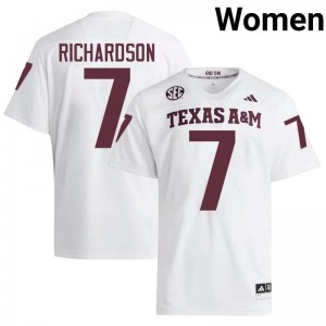 TAMU SEC #7 Bucky Richardson Women High School Football White Game Day Sewn Jersey 80335804