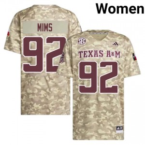 Women CJ Mims Aggies Pride #92 Beige SEC Sewn University Football Jersey 42810564