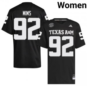#92 CJ Mims Texas A&M SEC Football NCAA Embroidered Numbers Jersey (Women, Black) 47117339