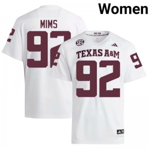 #92 CJ Mims Texas A&M SEC Football High School Embroidered Numbers Jersey (Women, White) 72560114