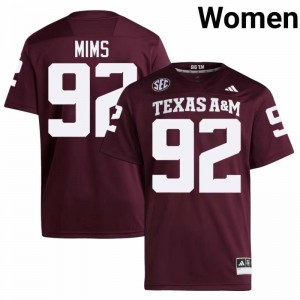 TAMU SEC #92 CJ Mims Women University Football Maroon Game Day Sewn Jersey 44413610