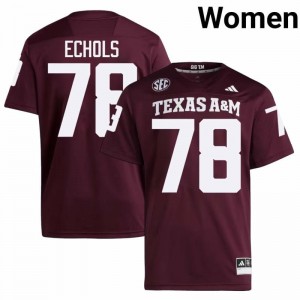 Coen Echols Women Licensed #78 Texas A&M SEC Maroon Football College High-Quality Jersey 30794123