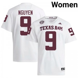 Women Dat Nguyen Aggies Pride #9 White SEC Sewn High School Football Jersey 60764199