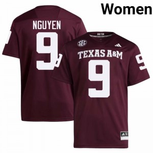 #9 Dat Nguyen Texas A&M SEC Football University Embroidered Numbers Jersey (Women, Maroon) 62159747