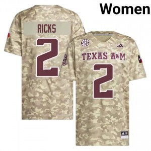 Women Dezz Ricks Aggies Pride #2 Beige SEC Sewn University Football Jersey 19284989