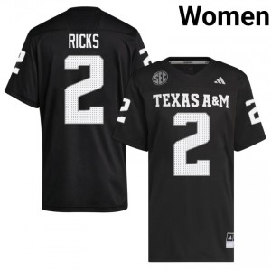 #2 Dezz Ricks Texas A&M SEC Football NCAA Embroidered Numbers Jersey (Women, Black) 28068905