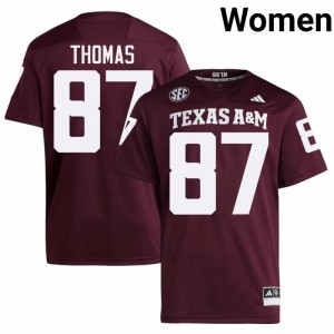 Aggies Maroon #87 Houston Thomas Women Authentic SEC High School Pro-Stitched Football Jersey 50357304