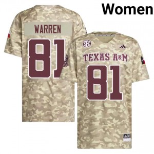 Women Jayden Warren Aggies Pride #81 Beige SEC Sewn Player Football Jersey 85308994