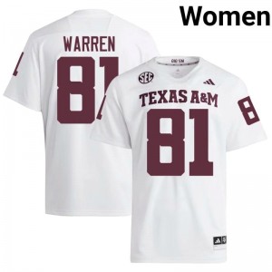 Aggies White #81 Jayden Warren Women Authentic SEC College Pro-Stitched Football Jersey 16086996