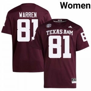 Genuine Jayden Warren Texas A&M Aggies #81 Maroon Women Player SEC High-Performance Football Jersey 61871354