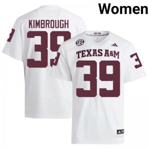 Aggies White #39 John Kimbrough Women Authentic SEC Player Pro-Stitched Football Jersey 72404402
