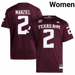#2 Johnny Manziel Texas A&M SEC Football Player Embroidered Numbers Jersey (Women, Maroon) 14351202
