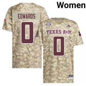 #0 KJ Edwards Texas A&M SEC Football University Embroidered Numbers Jersey (Women, Beige) 24801892