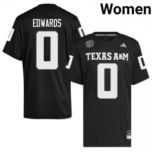 TAMU SEC #0 KJ Edwards Women NCAA Football Black Game Day Sewn Jersey 70423975