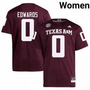 TAMU SEC #0 KJ Edwards Women High School Football Maroon Game Day Sewn Jersey 35225633