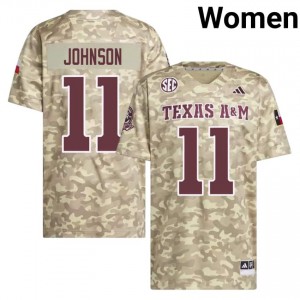 TAMU SEC #11 Kelshaun Johnson Women NCAA Football Beige Game Day Sewn Jersey 95498277