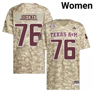 #76 Luke Joeckel Texas A&M SEC Football Player Embroidered Numbers Jersey (Women, Beige) 80904478