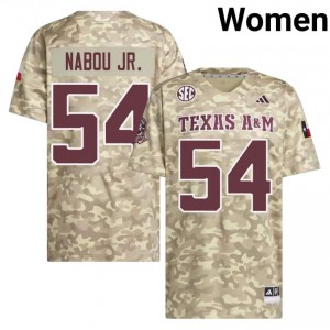 #54 Mark Nabou Jr. Texas A&M SEC Football Player Embroidered Numbers Jersey (Women, Beige) 55774751