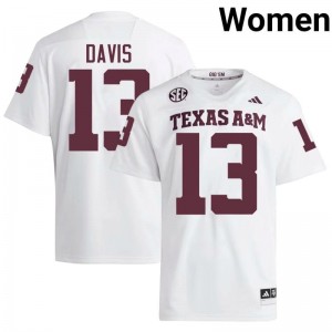 White Myles Davis #13 12th Man Legacy Edition Football Women College Durable-Stitched SEC Jersey 24017969