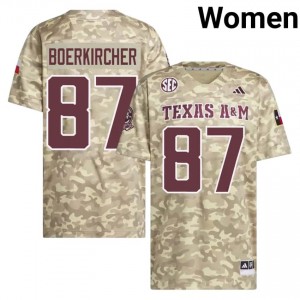 Women Nate Boerkircher Aggies Pride #87 Beige SEC Sewn College Football Jersey 18323020