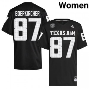 #87 Nate Boerkircher Texas A&M SEC Football Player Embroidered Numbers Jersey (Women, Black) 64021334
