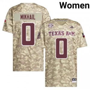 Women Noah Mikhail Aggies Pride #0 Beige SEC Sewn NCAA Football Jersey 55856566