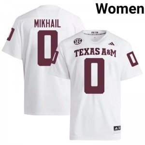 Women Noah Mikhail Aggies Pride #0 White SEC Sewn High School Football Jersey 72596287