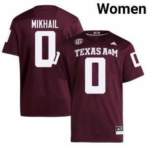 #0 Noah Mikhail Texas A&M SEC Football University Embroidered Numbers Jersey (Women, Maroon) 11446989